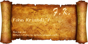 Fohn Kristóf névjegykártya